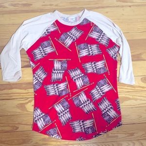 LuLaRoe Randy Flag Raglan size medium